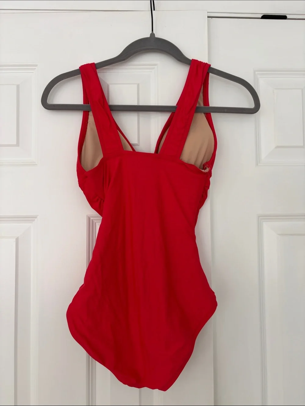 J. Crew Vibrant Red Ruched One-Piece Swimsuit size 0 D cup